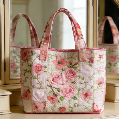 Rose & Heart Quilted Tote Bag rqzm3628