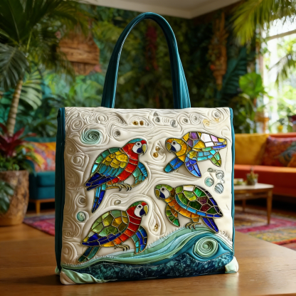 Glass Parrot Quilted Tote Bag ZY71408