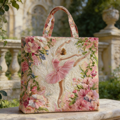 Ballerina & Floral Quilted Tote Bag QrSt7890