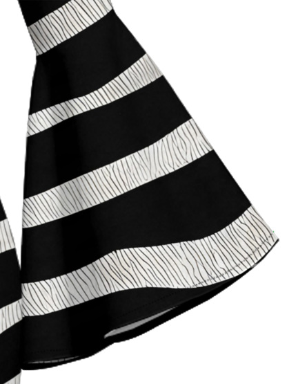 Zebra Stripe Flare Sleeve Bodycon Midi Dress