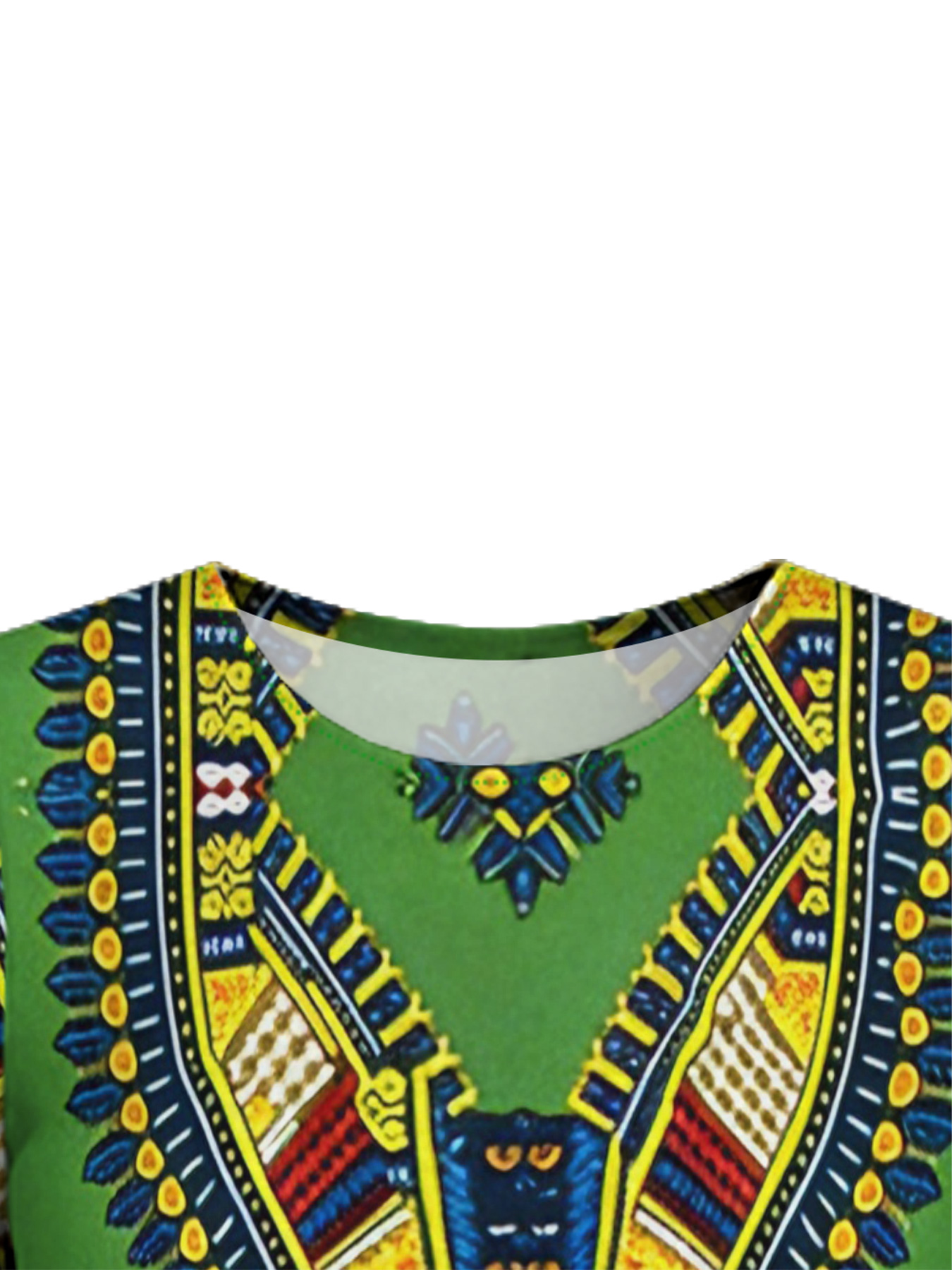 Green Dashiki Print Bell Flare Sleeve Bodycon Midi Dress