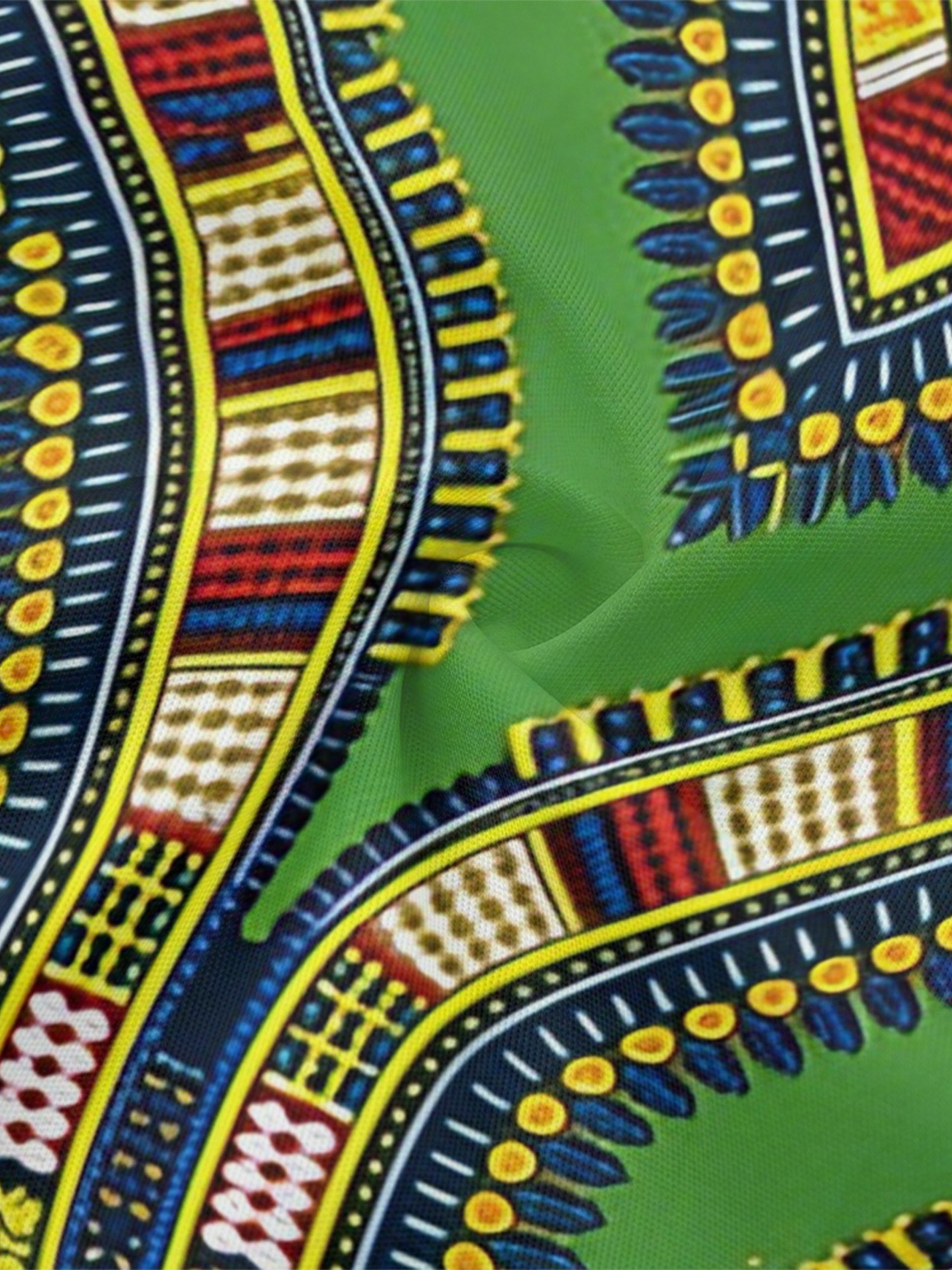 Green Dashiki Print Bell Flare Sleeve Bodycon Midi Dress