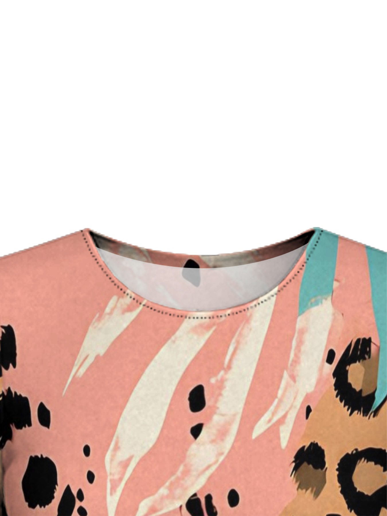 Pink & Teal Tropical Animal Flare Sleeve Bodycon Midi Dress ACE9342