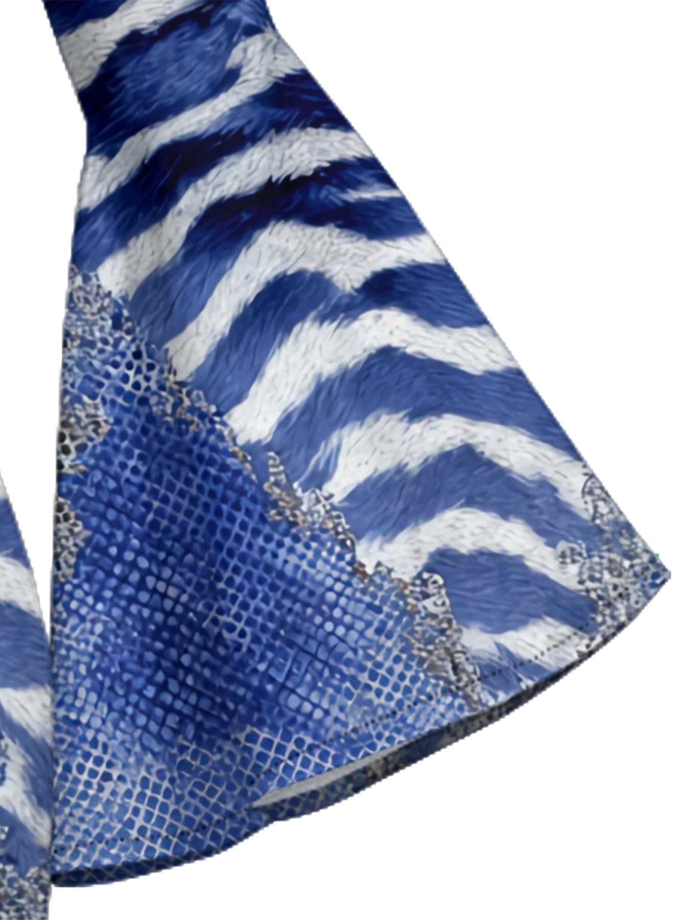 Blue Mixed Animal Print Flare Sleeve Bodycon Midi Dress