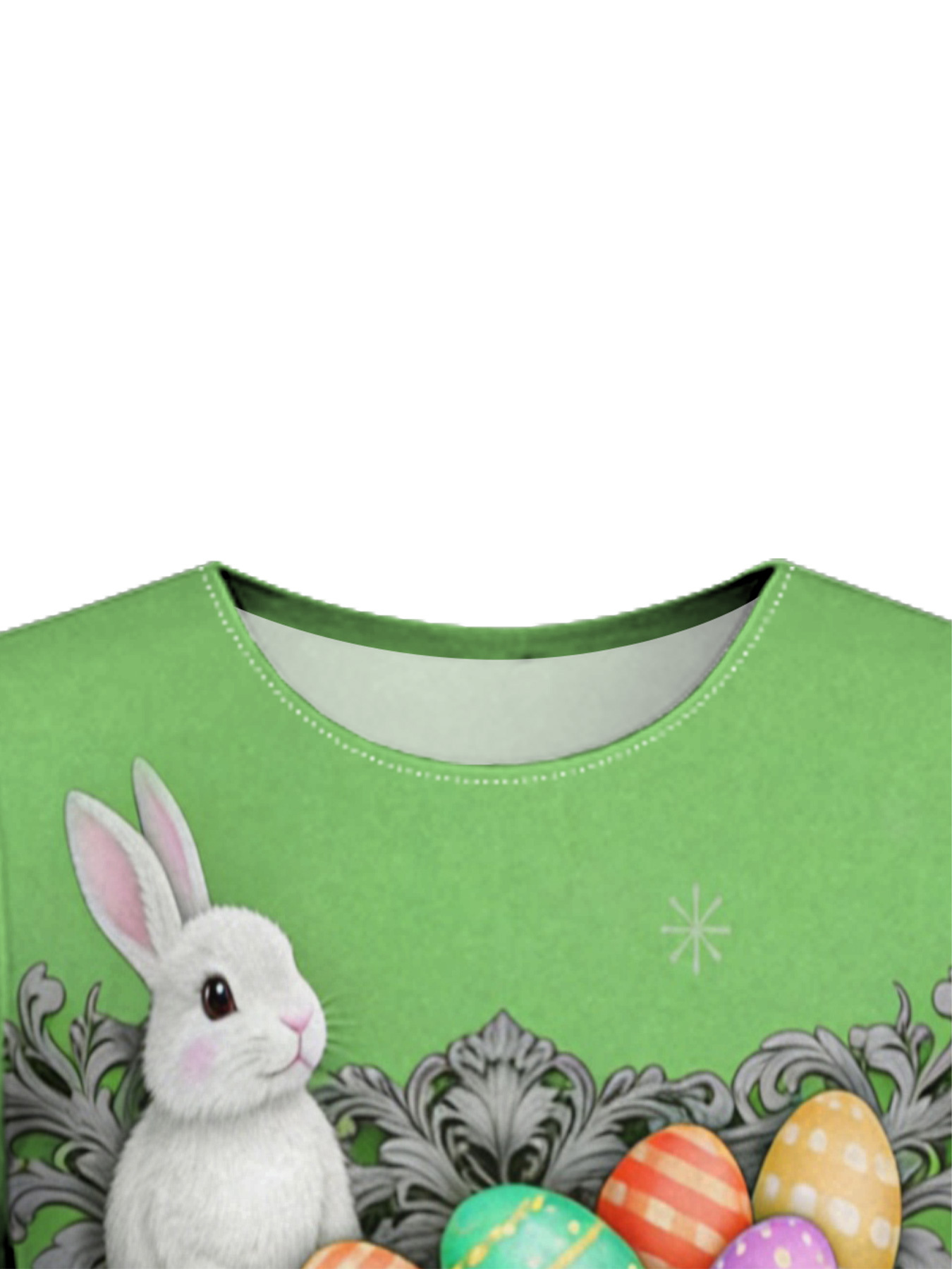 Fresh Green Easter Bunny Cross Easter Flare Sleeve Bodycon Midi Dress