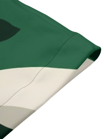 Green & White Abstract Flare Sleeve Bodycon Midi Dress