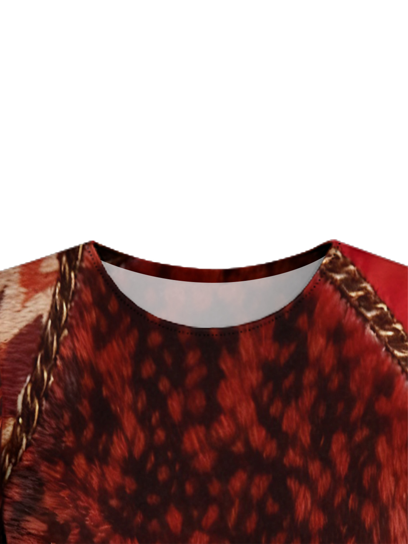 Red Leopard Print Gold Chain Flare Sleeve Bodycon Midi Dress CDF7382