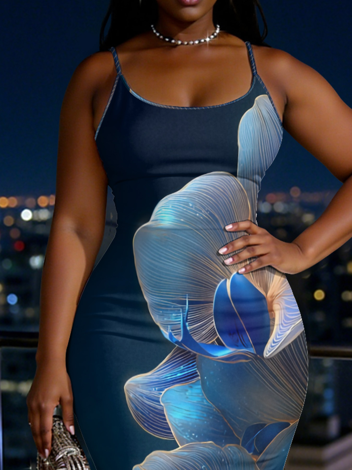 Luxe Blue Orchid Spaghetti Strap Mermaid Dress BEGK72581