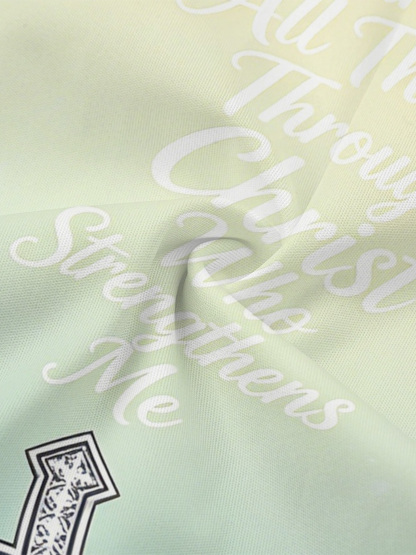 Mint Ombre Lavender Cross Easter Flare Sleeve Bodycon Midi Dress