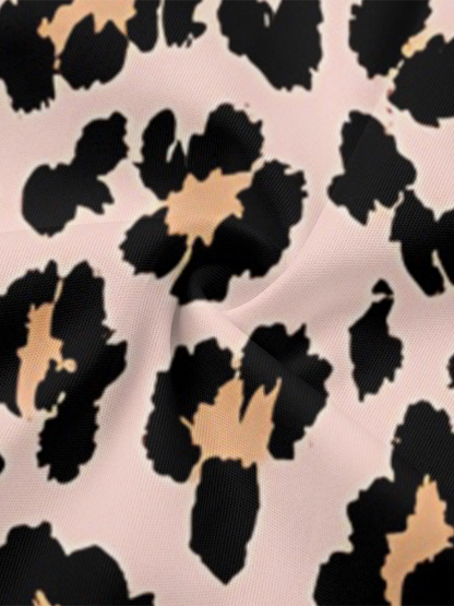 Pink Leopard Sleeveless Halter Jumpsuit