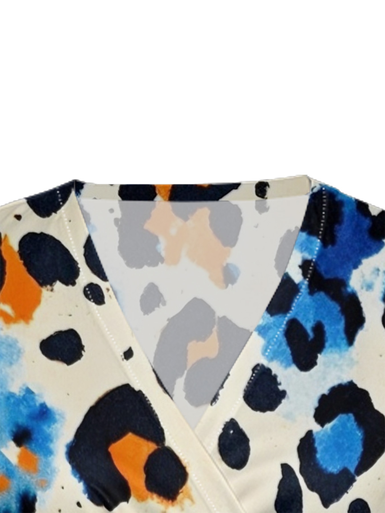 Multicolor Watercolor Cap Sleeve V-Neck Midi Dress MPH45