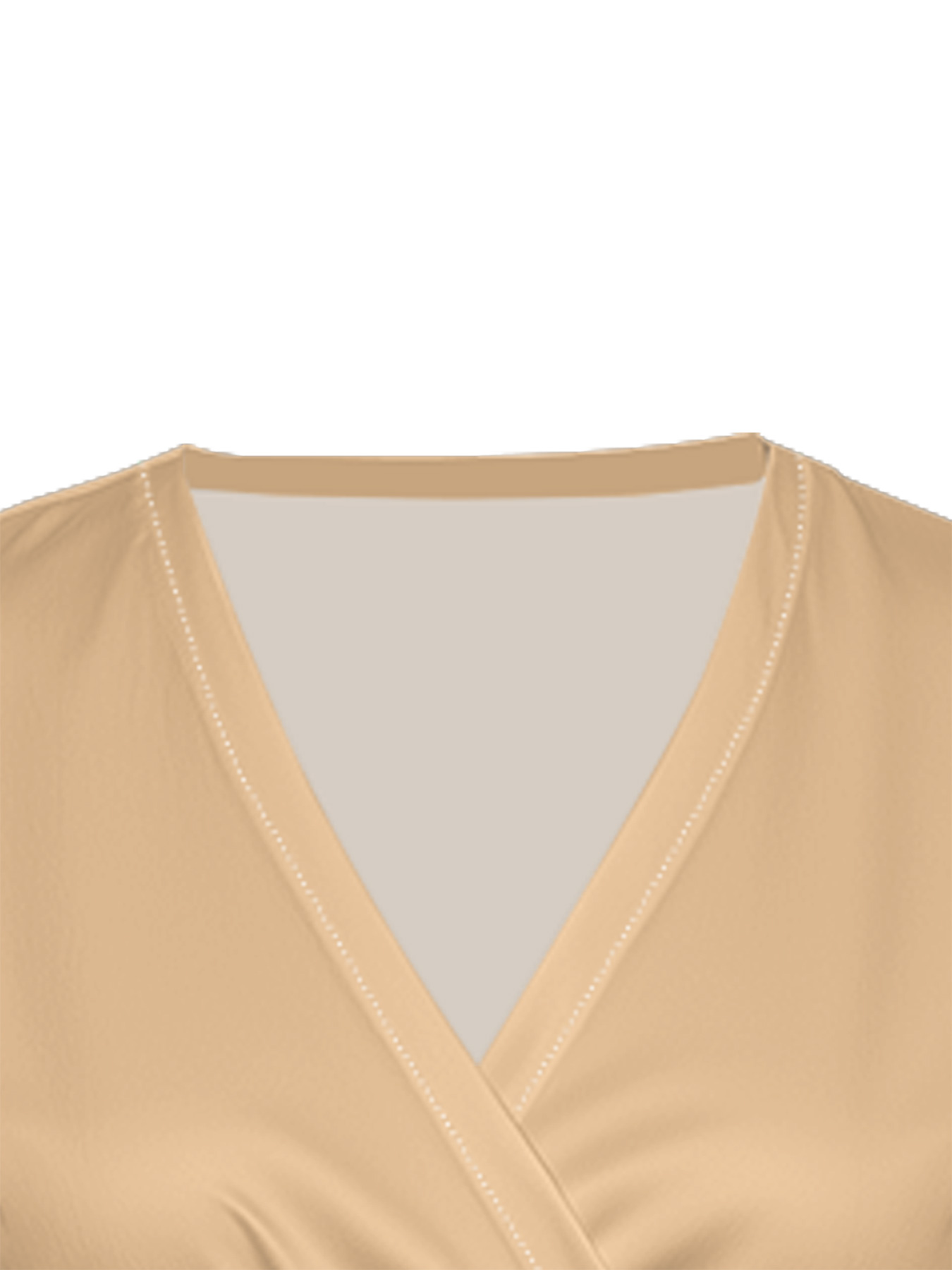 Beige Cap Sleeve V-Neck Midi Dress