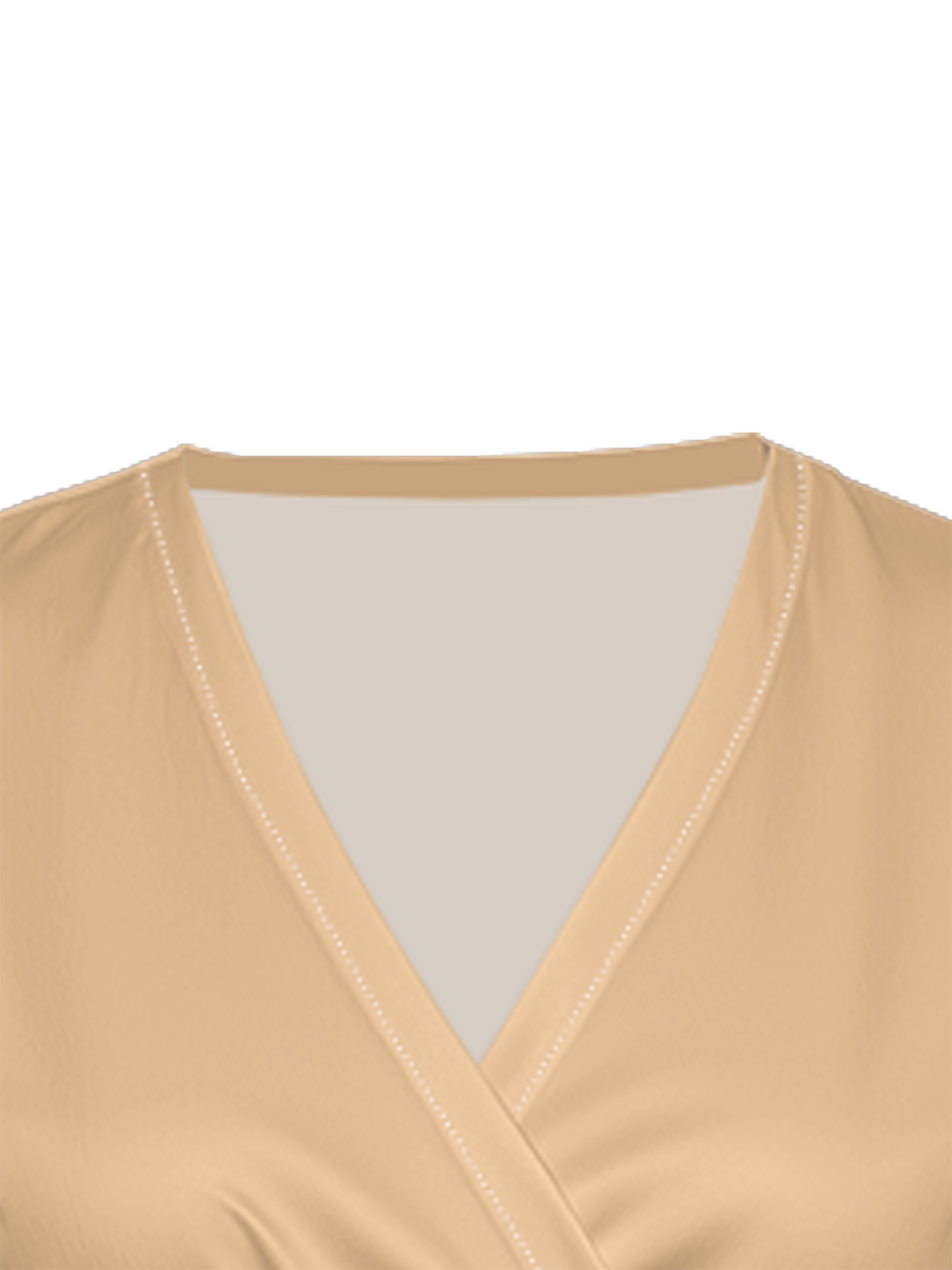 Beige Cap Sleeve V-Neck Midi Dress