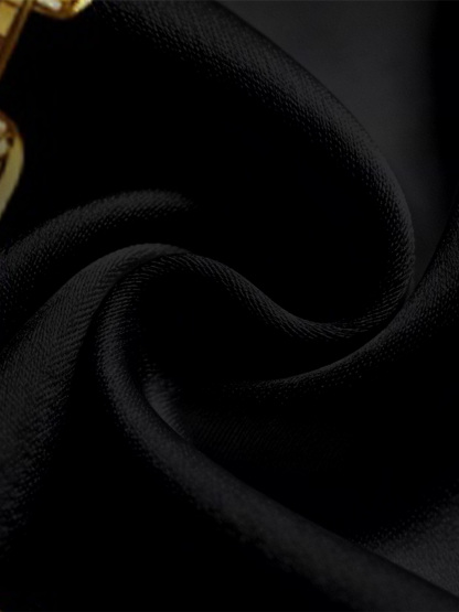 Leopard & Gold Chain Color Block Long Sleeve Zip-Up Jumpsuit 