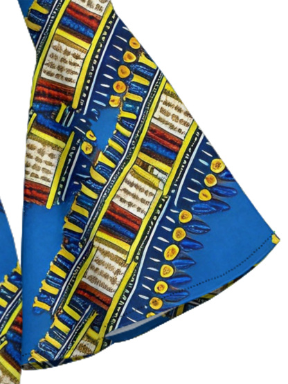 Blue Dashiki Flare Sleeve Bodycon Midi Dress IOJ85689