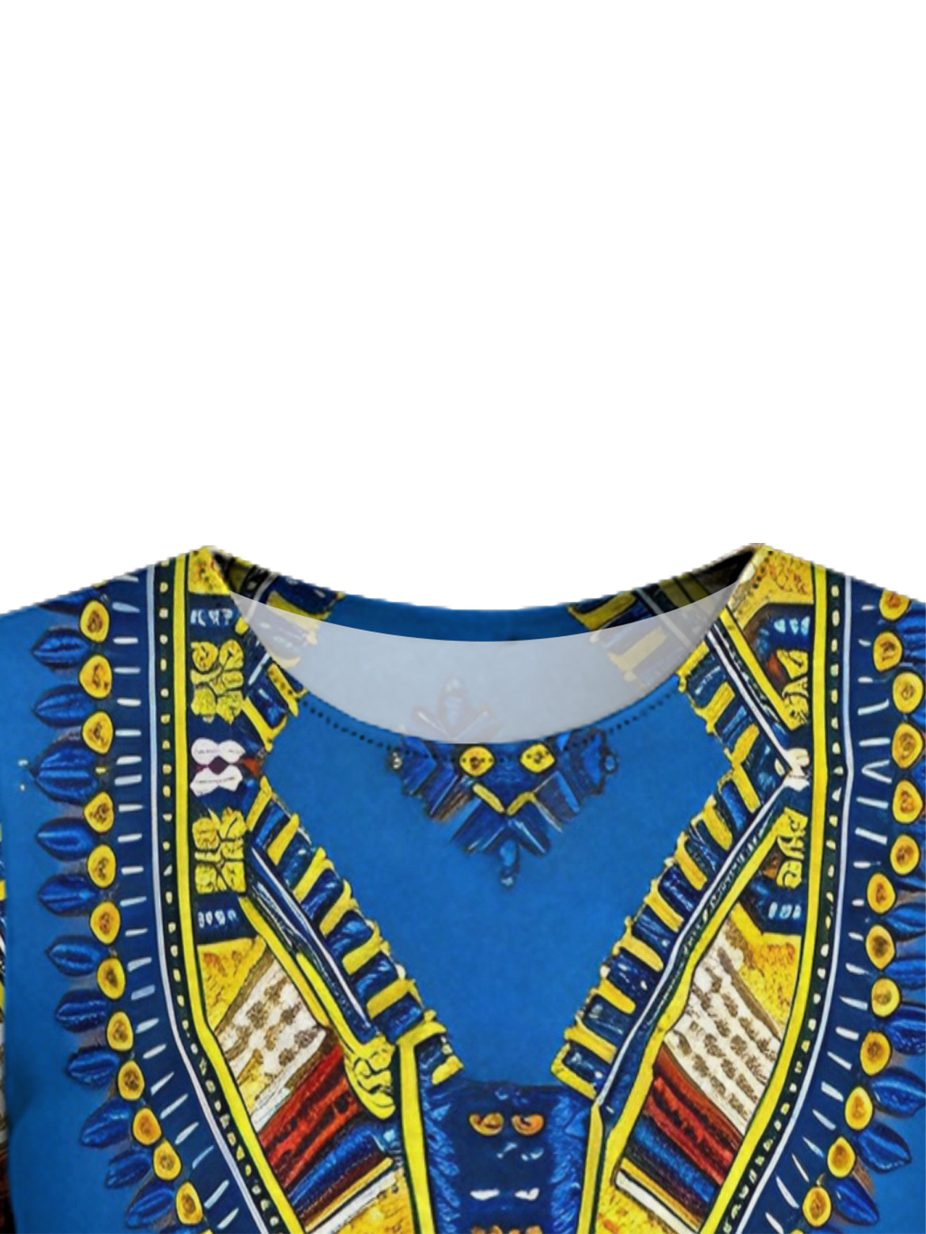 Blue Dashiki Flare Sleeve Bodycon Midi Dress IOJ85689