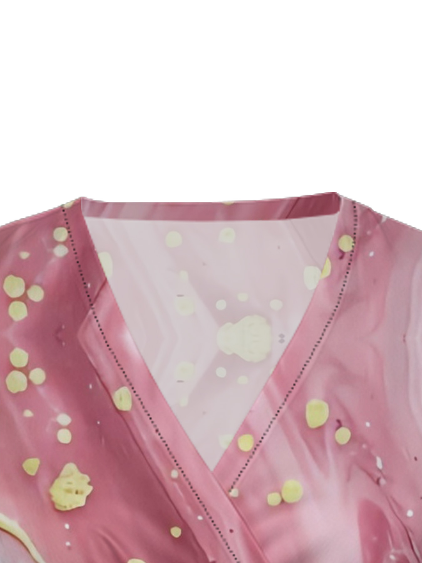 Pink & Gold Marble Cap Sleeve V-Neck Midi Dress