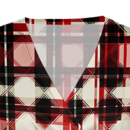 Red & Black Plaid Cap Sleeve V-Neck Midi Dress ZYR906