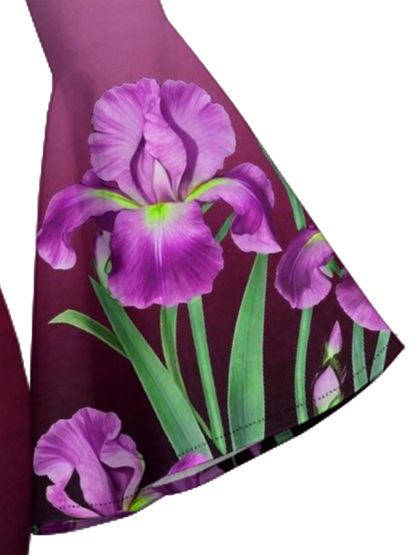 Burgundy Iris Floral Cross Scripture Easter Flare Sleeve Bodycon Midi Dress JIHB2863