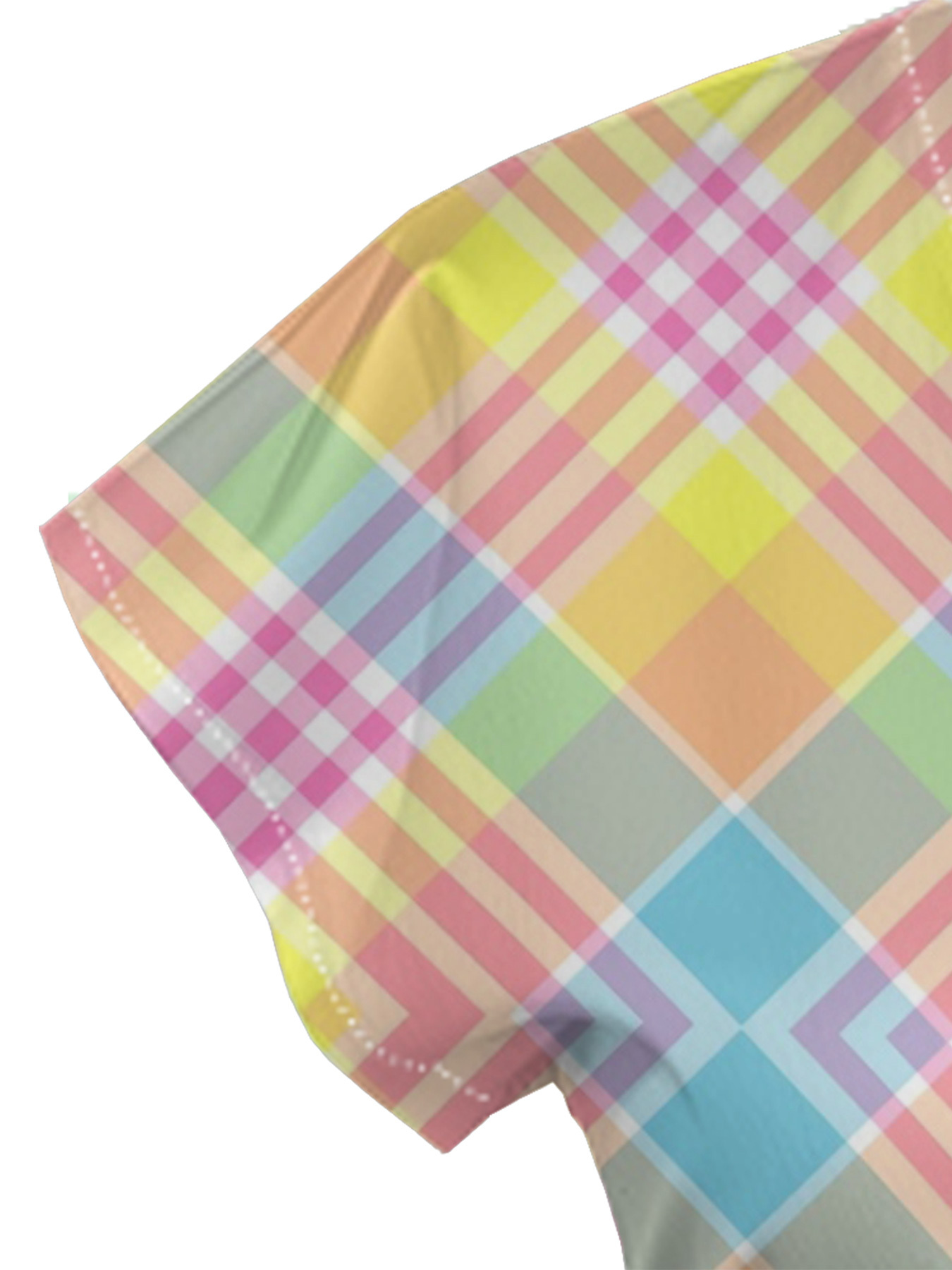 Rainbow Plaid Cap Sleeve V-Neck Midi Dress