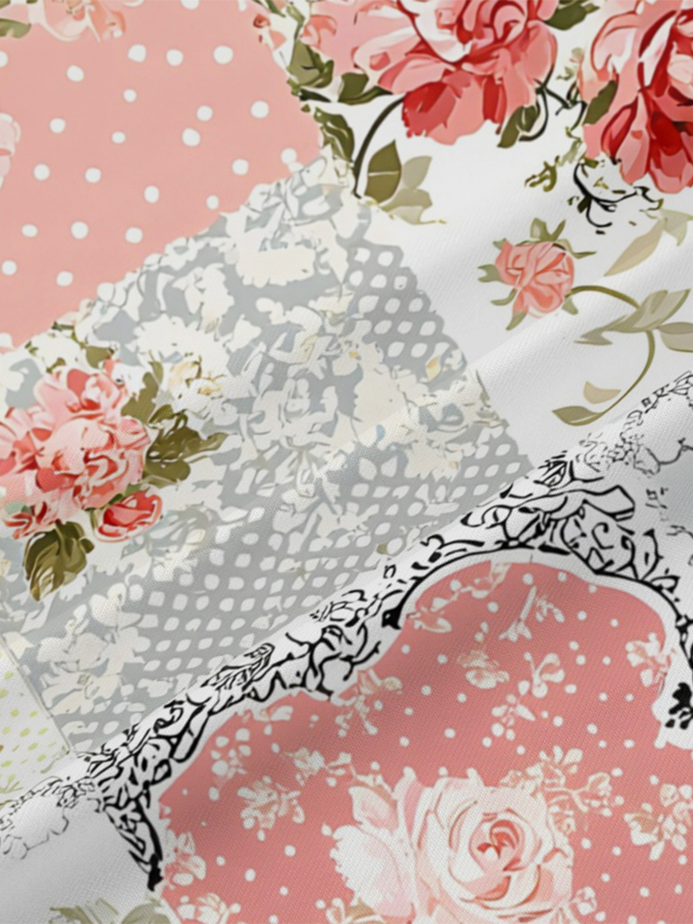 Vintage Patchwork V-Neck Bodycon Midi Dress