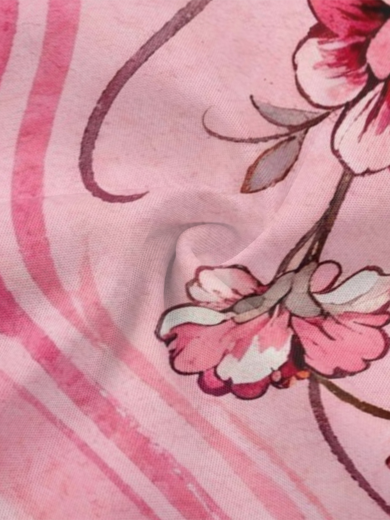 Pink Floral Wave Flare Sleeve Bodycon Midi Dress