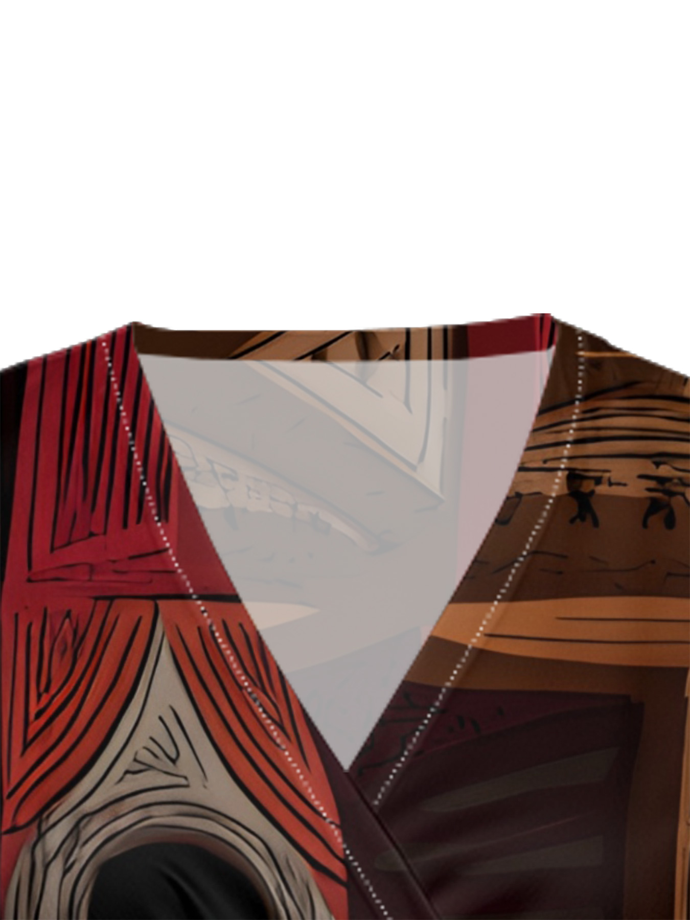 Retro Abstract Cap Sleeve V-Neck Midi Dress