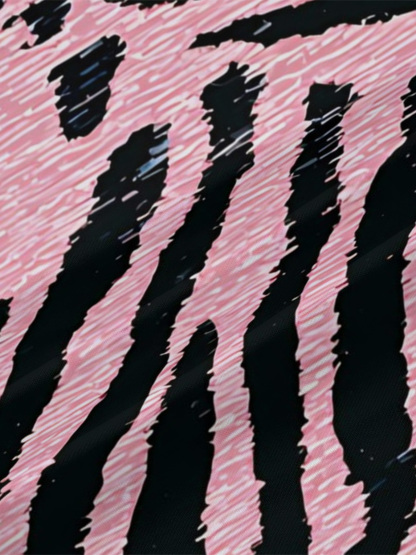 Pink Zebra Leopard V-Neck Bodycon Midi Dress VUT753