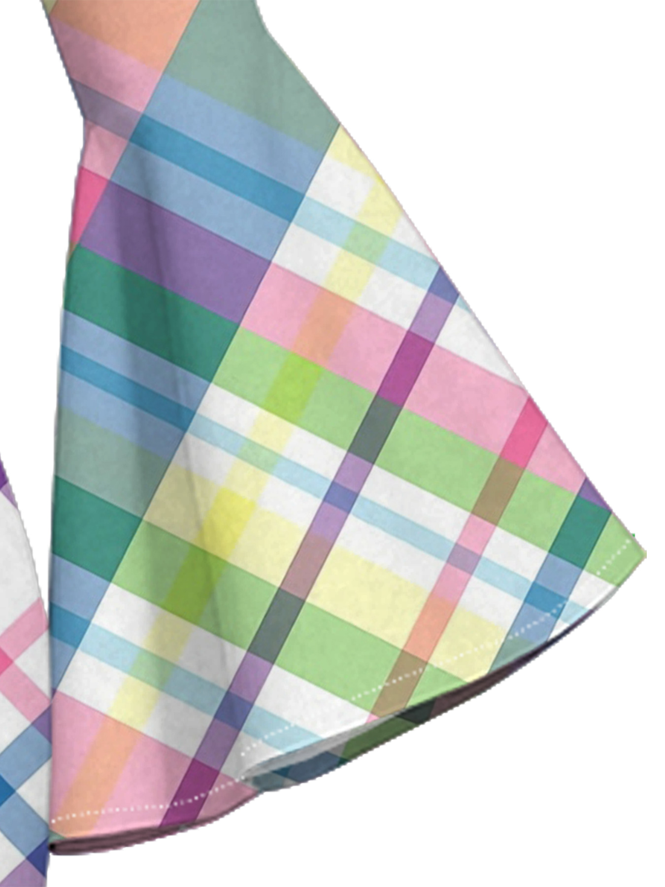 Pastel Rainbow Plaid Bell Flare Sleeve Bodycon Midi Dress