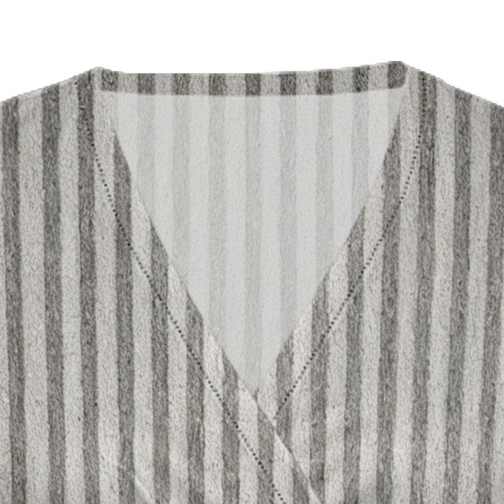 Orange & Gray Striped Cap Sleeve V-Neck Midi Dress YXV895