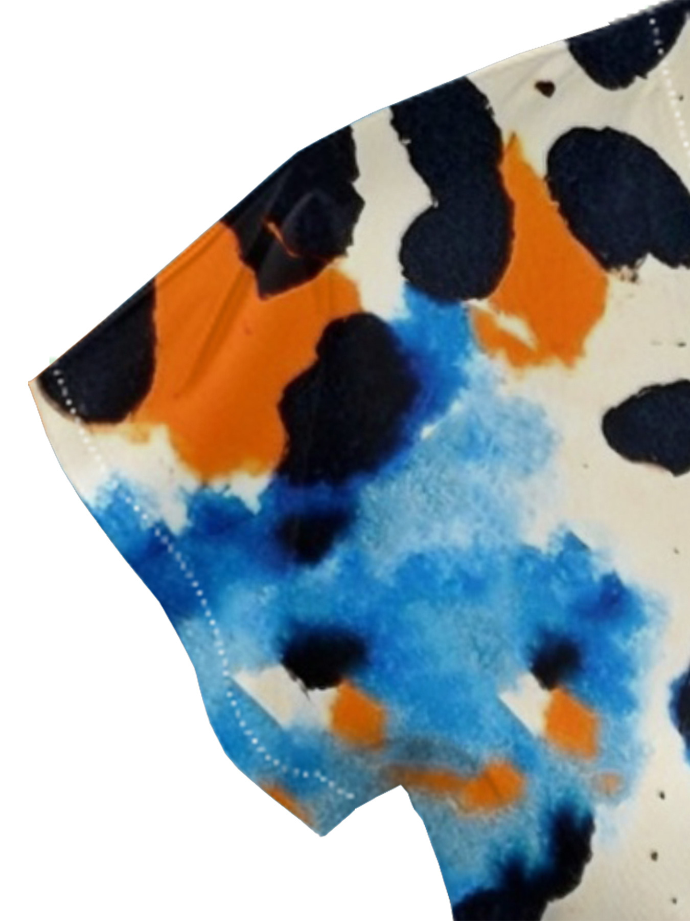 Multicolor Watercolor Cap Sleeve V-Neck Midi Dress MPH45