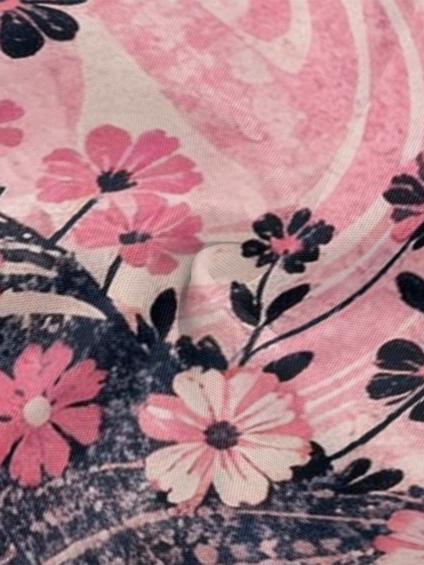 Pink Navy Floral Flare Sleeve Bodycon Midi Dress RQP531