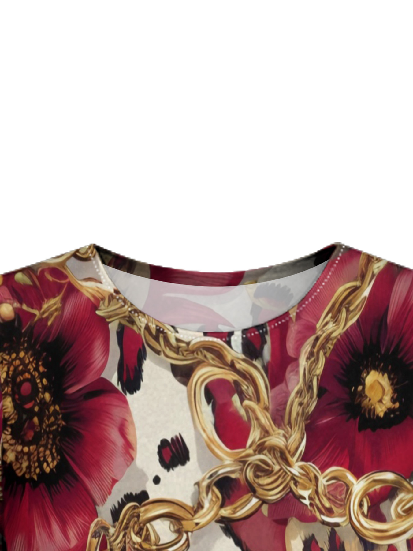 Red & Gold Animal Patchwork Flare Sleeve Bodycon Midi Dress JKL3675