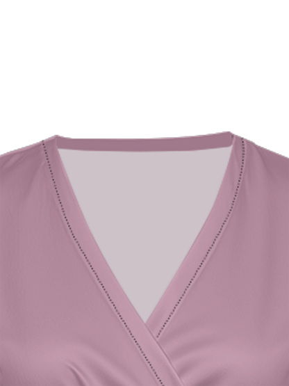 Dusty Pink Cap Sleeve V-Neck Midi Dress