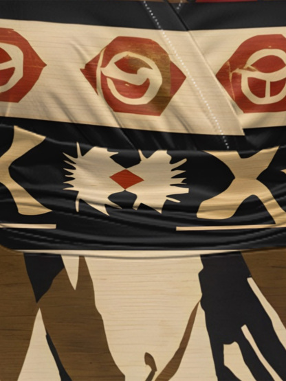 Beige-Red Tribal Cap Sleeve V-Neck Midi Dress