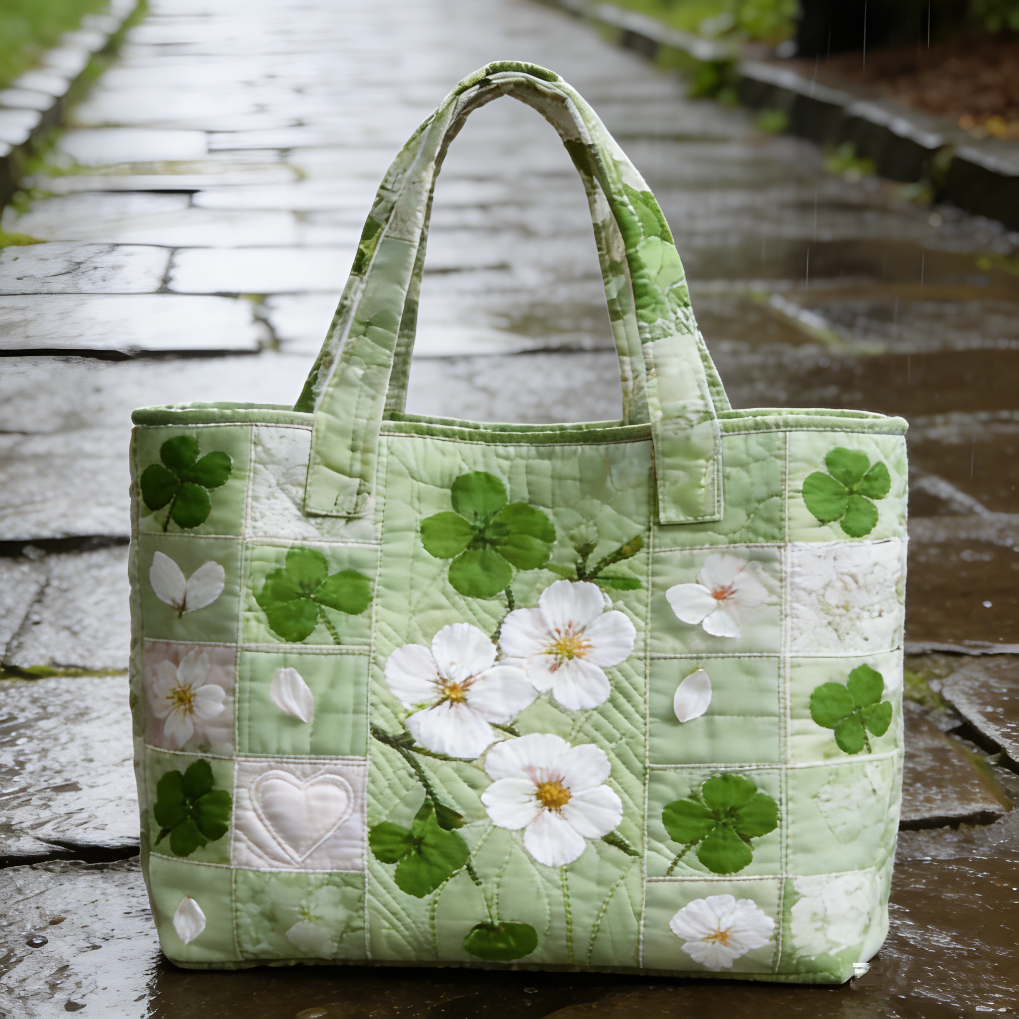 Lucky Clover Quilted Tote Bag ekwj6912