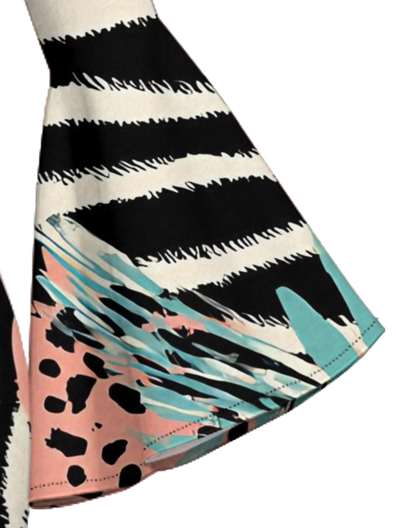 Pink & Teal Tropical Animal Flare Sleeve Bodycon Midi Dress ACE9342