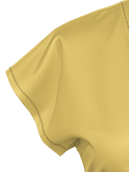 Bright Yellow Cap Sleeve V-Neck Midi Dress