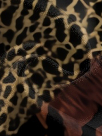 Leopard Snake Print Long Sleeve Zip-Up Jumpsuit