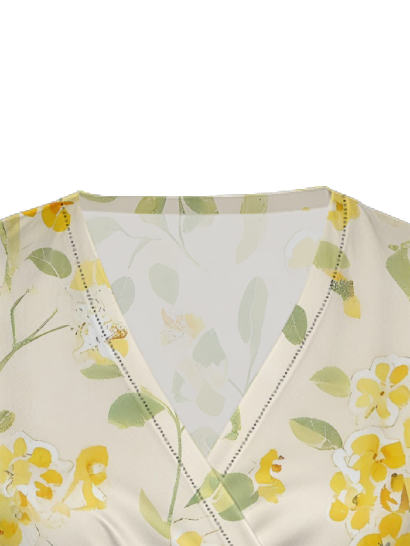 Yellow Floral Watercolor Cap Sleeve V-Neck Midi Dress