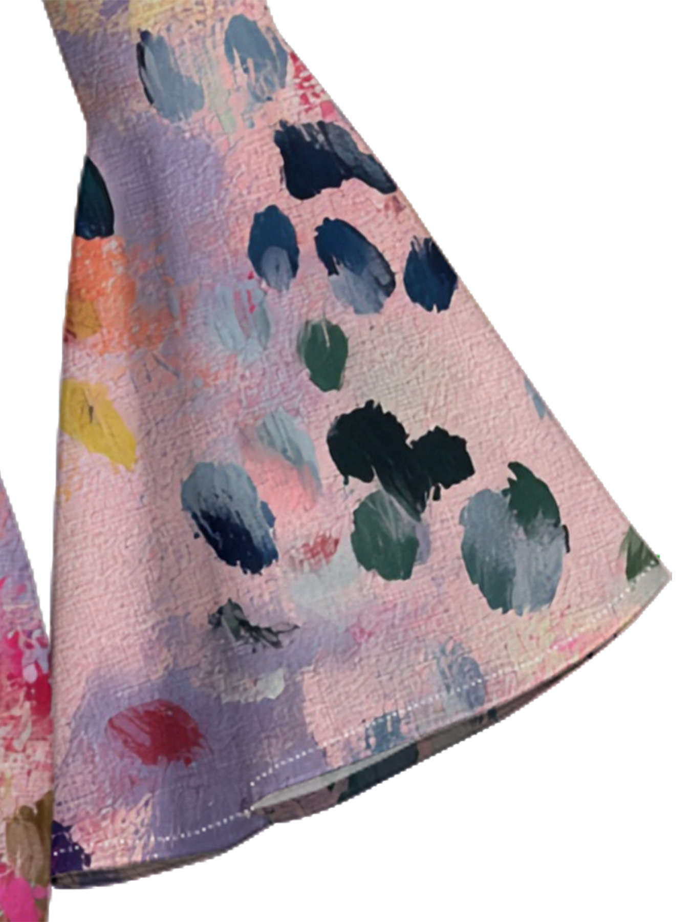 Multicolor Watercolor Flare Sleeve Bodycon Midi Dress MNO4786