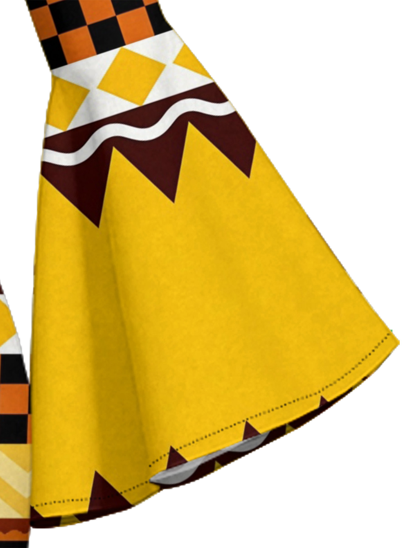 Warm-Tone Tribal Geometric Easter Flare Sleeve Bodycon Midi Dress