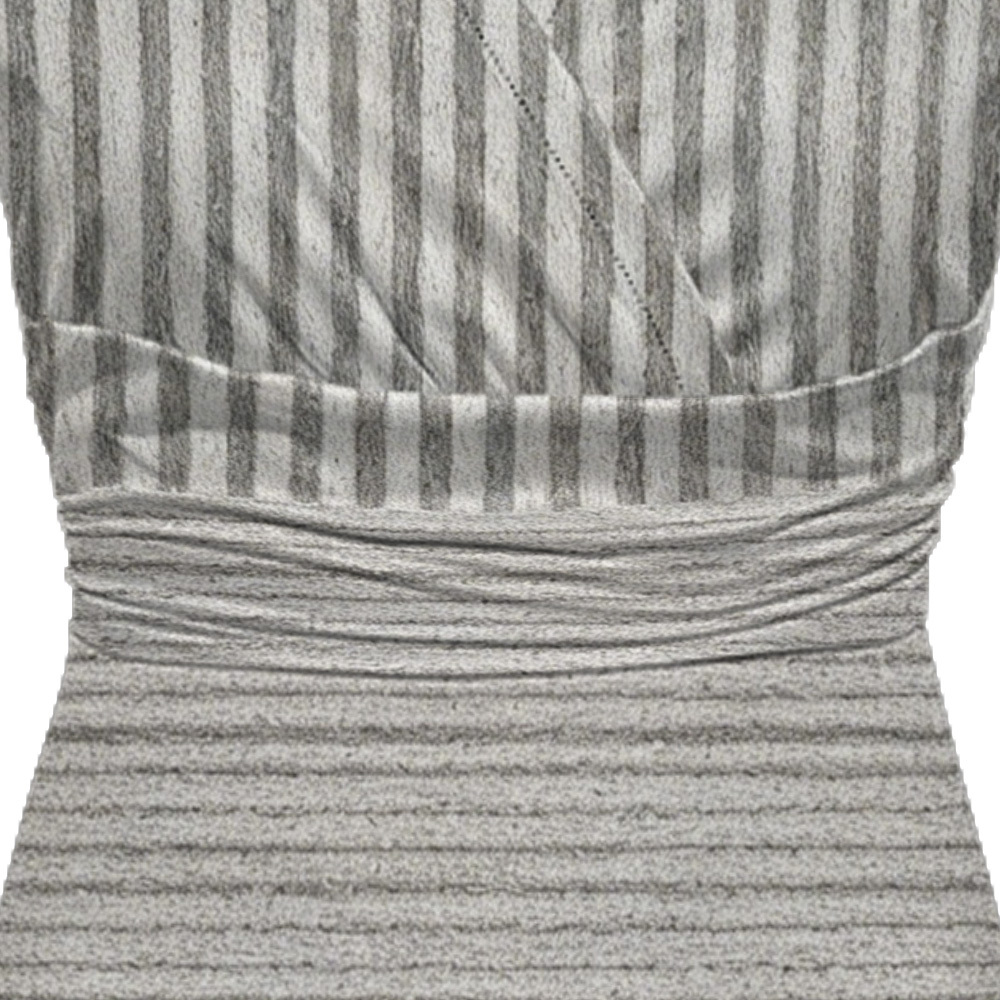 Orange & Gray Striped Cap Sleeve V-Neck Midi Dress YXV895