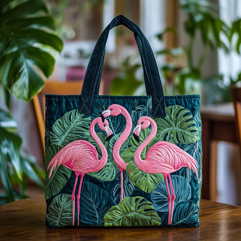 Tropical Flamingo  Quilted Tote Bag  Animal print