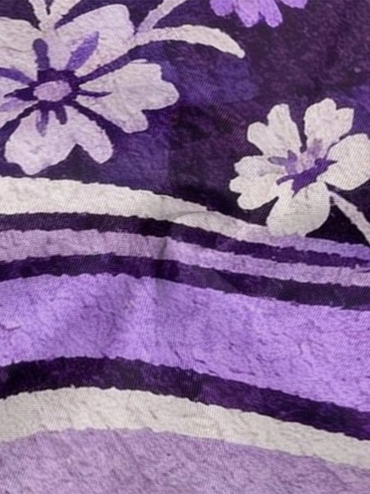 Purple Floral Stripe Flare Sleeve Bodycon Midi Dress LKJ852