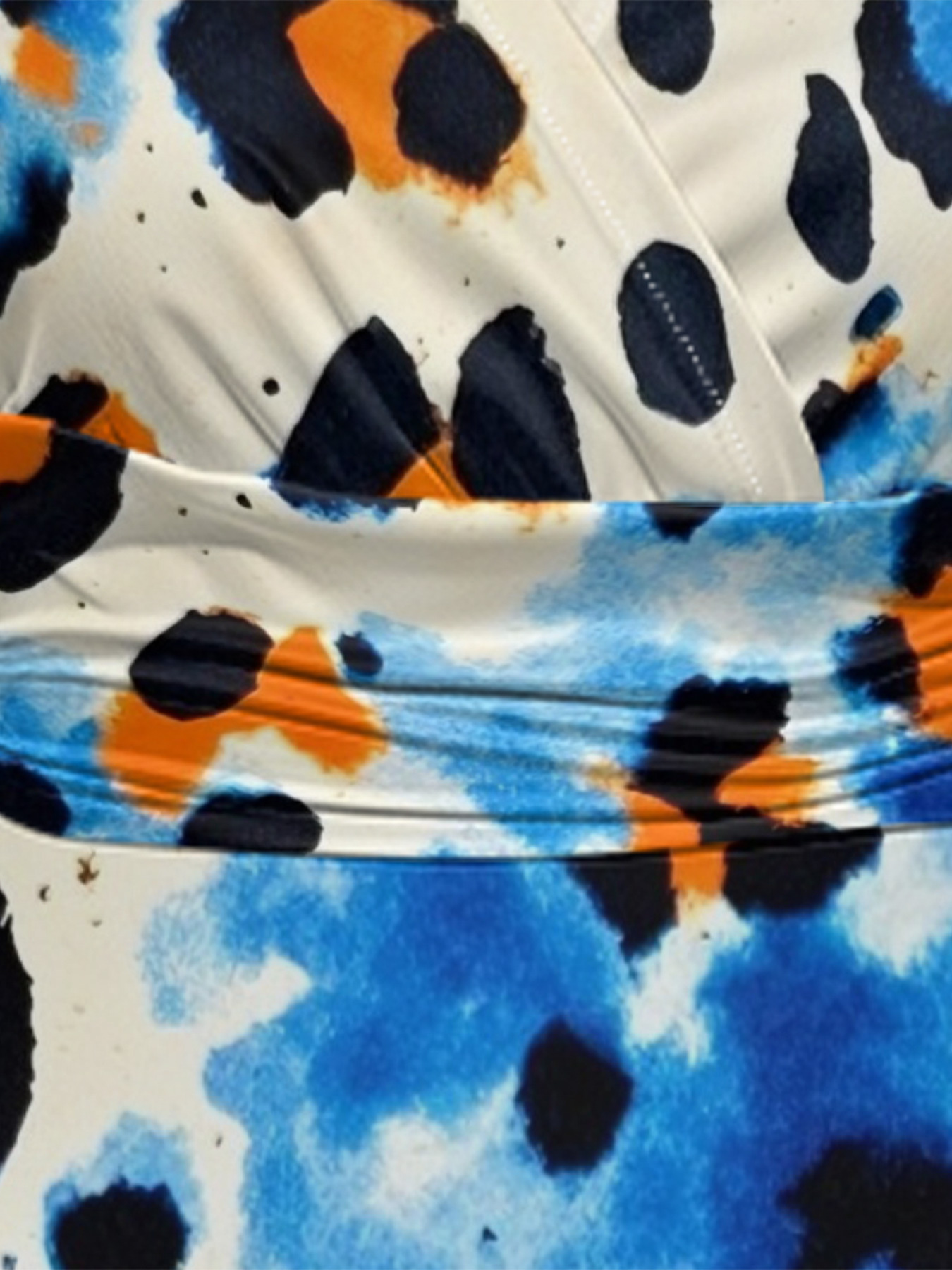 Multicolor Watercolor Cap Sleeve V-Neck Midi Dress MPH45