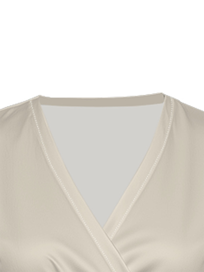 Cream Cap Sleeve V-Neck Midi Dress