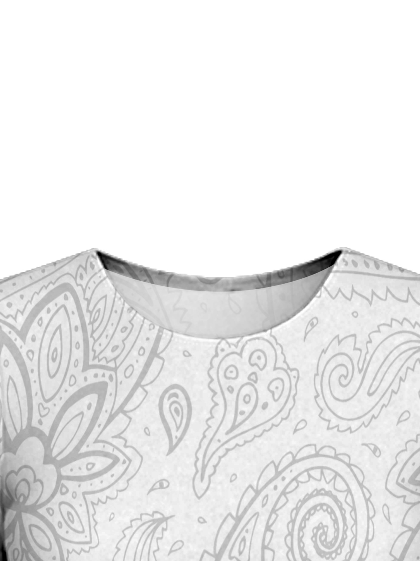 White Gradient Paisley Flare Sleeve Bodycon Midi Dress