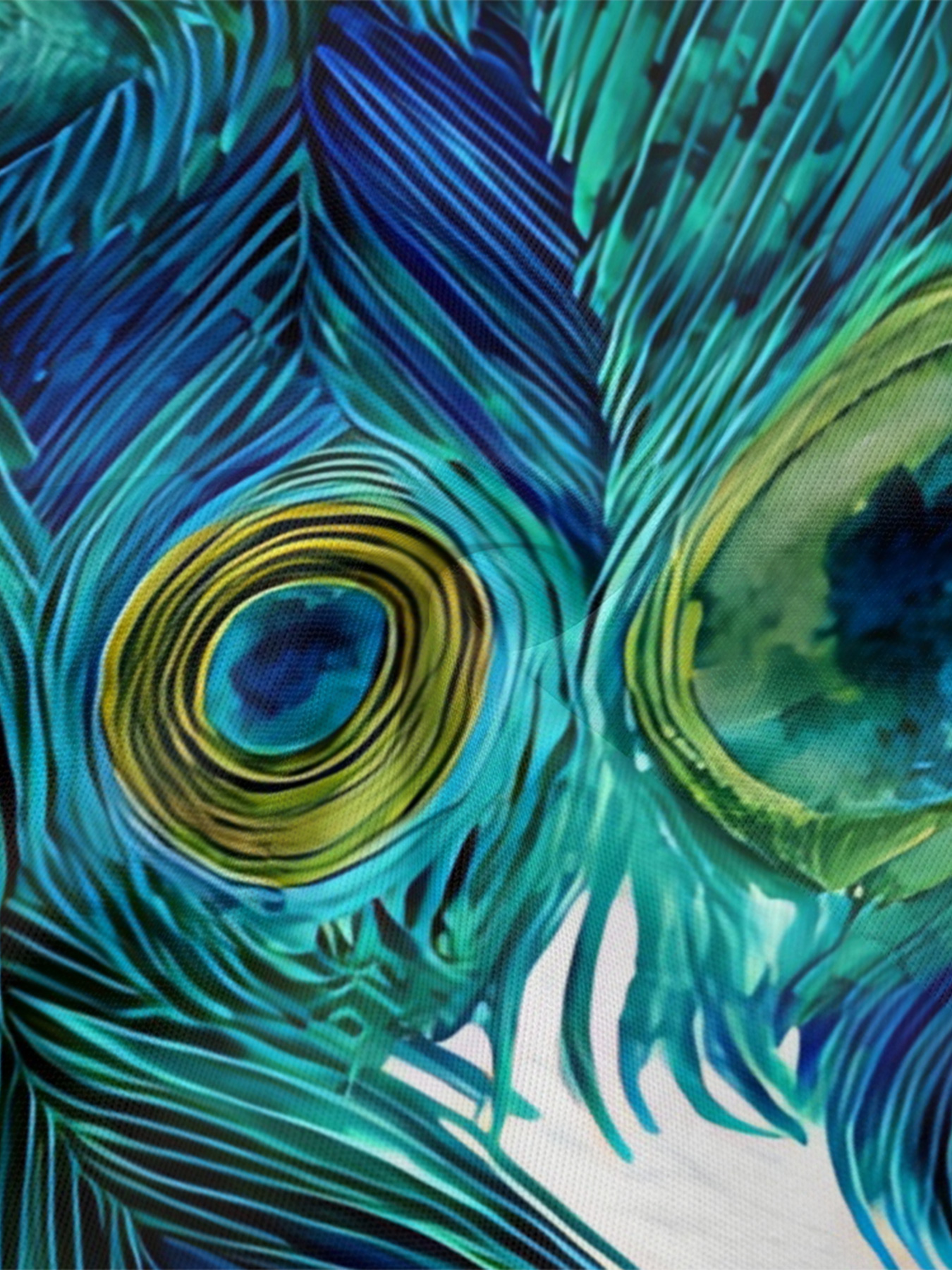 Peacock Feather Print Bell Flare Sleeve Bodycon Midi Dress