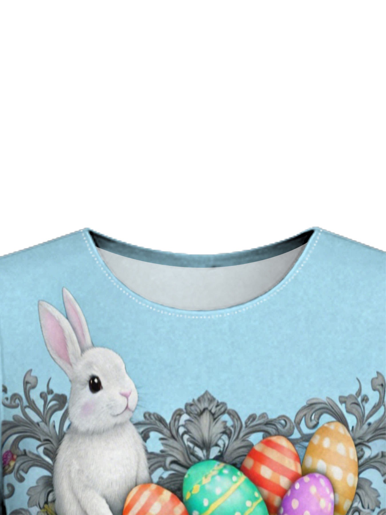 Sky Blue Easter Bunny Cross Easter Flare Sleeve Bodycon Midi Dress
